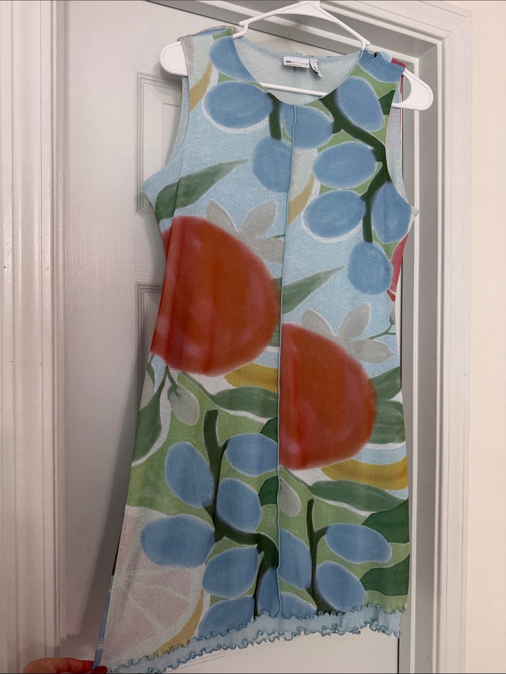 ASOS Sleeveless Mini Dress with Blue, Green & Red Fruit Print